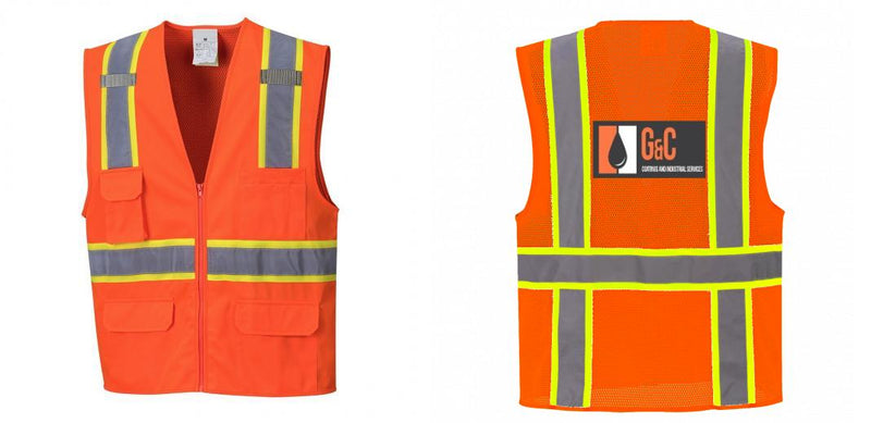Custom Orange Class 2 Safety Vest with Cooling Mesh Back