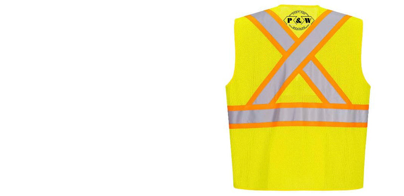 Custom X-Back YELLOW Mesh Contrast Tape Vest