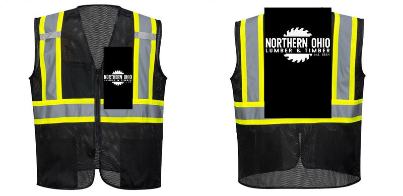 Custom Black Safety Vest Reflective High Visibility with Pockets