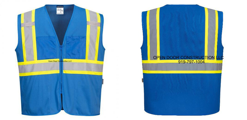 Custom Royal Blue Safety Vest Reflective High Visibility with Pockets