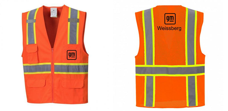 Custom Orange Class 2 Safety Vest with Cooling Mesh Back