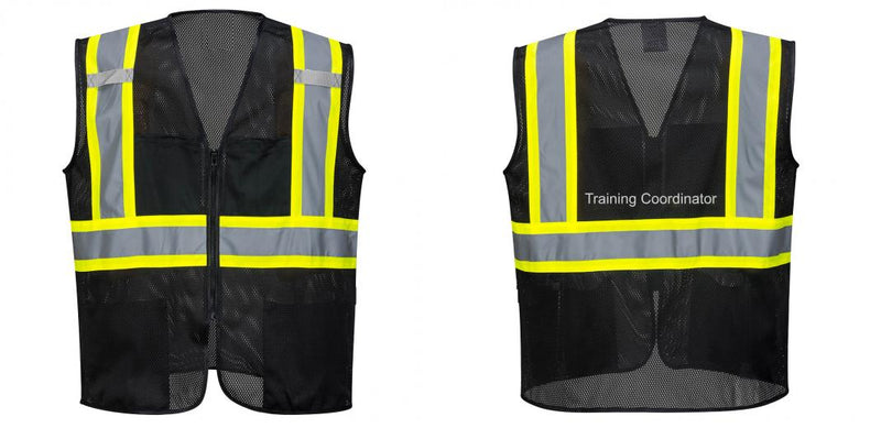 Custom Black Safety Vest Reflective High Visibility with Pockets