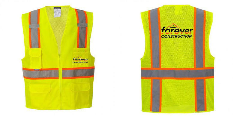 Custom Yellow Class 2 Safety Vest with Cooling Mesh Back
