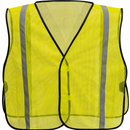 Front view of custom yellow economy mesh safety vest with hook-and-loop closure