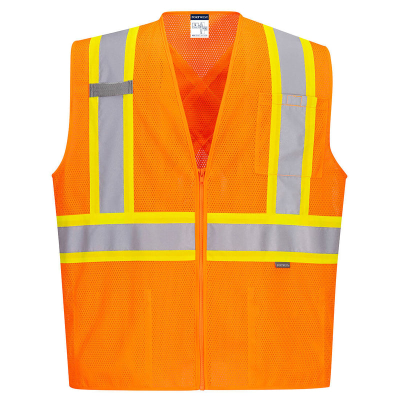 X-Back ORANGE Mesh Contrast Tape Vest