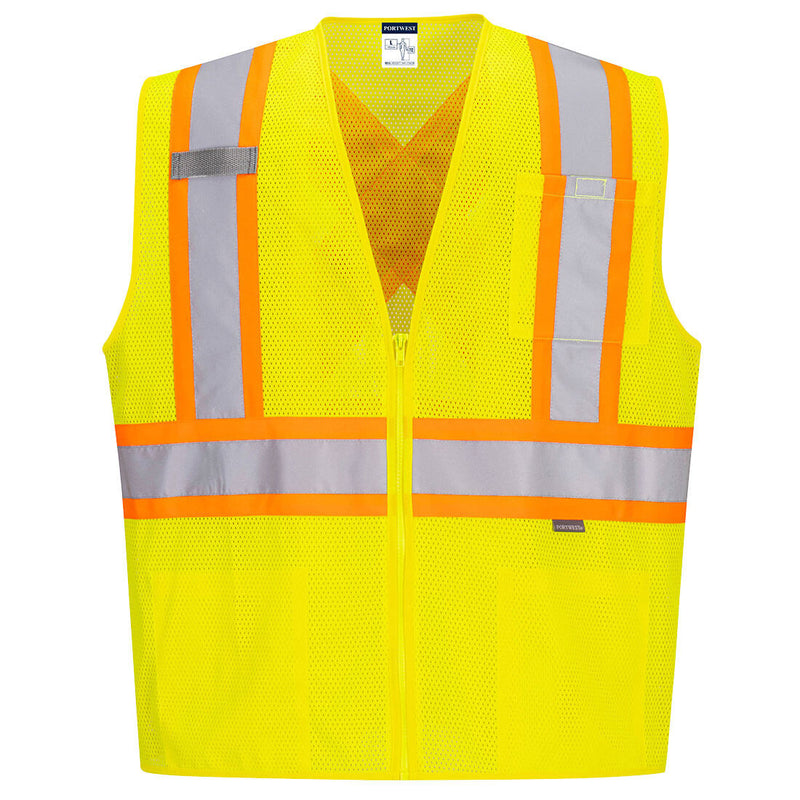 Custom X-Back YELLOW Mesh Contrast Tape Vest