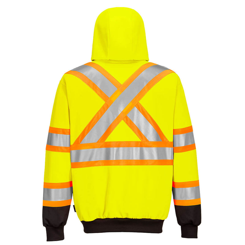 Custom Reflective X-Back Hi-Vis YELLOW Hoodie