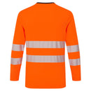 Back view of orange and black slim-fit ANSI Class 3 long-sleeve safety shirt