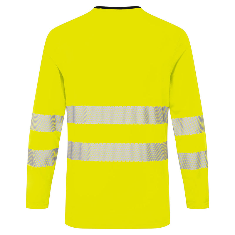 Back view of yellow and black slim-fit ANSI Class 3 long-sleeve safety shirt