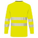 Back view of yellow and black slim-fit ANSI Class 3 long-sleeve safety shirt