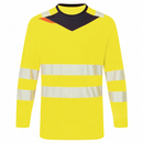 Front view of yellow and black slim-fit ANSI Class 3 long-sleeve safety shirt
