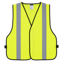 Front view of custom yellow economy mesh safety vest with hook-and-loop closure
