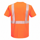 Custom Orange/Black Segmented-Tape ANSI Class 2 Safety T-Shirt