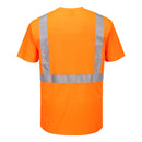 Back view of orange pocketless ANSI Class 2 short-sleeve safety T-shirt