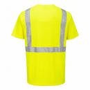 Back view of yellow pocketless ANSI Class 2 short-sleeve safety T-shirt