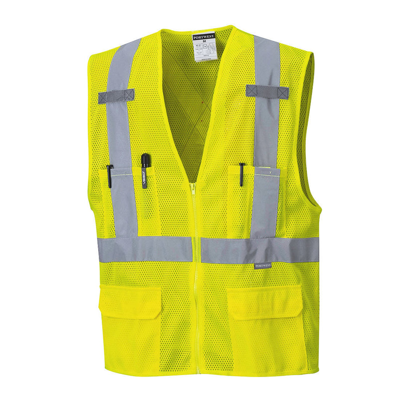 Custom Hi-Vis YELLOW Mesh X Back Executive Vest