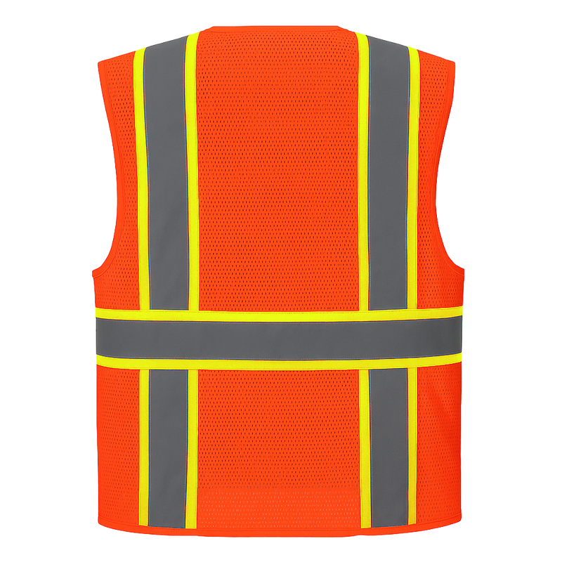 Custom Orange Class 2 Safety Vest with Cooling Mesh Back