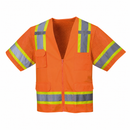 Back view of custom orange short-sleeve ANSI Class 3 executive safety vest