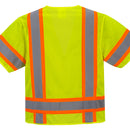 Back view of custom yellow short-sleeve ANSI Class 3 executive safety vest