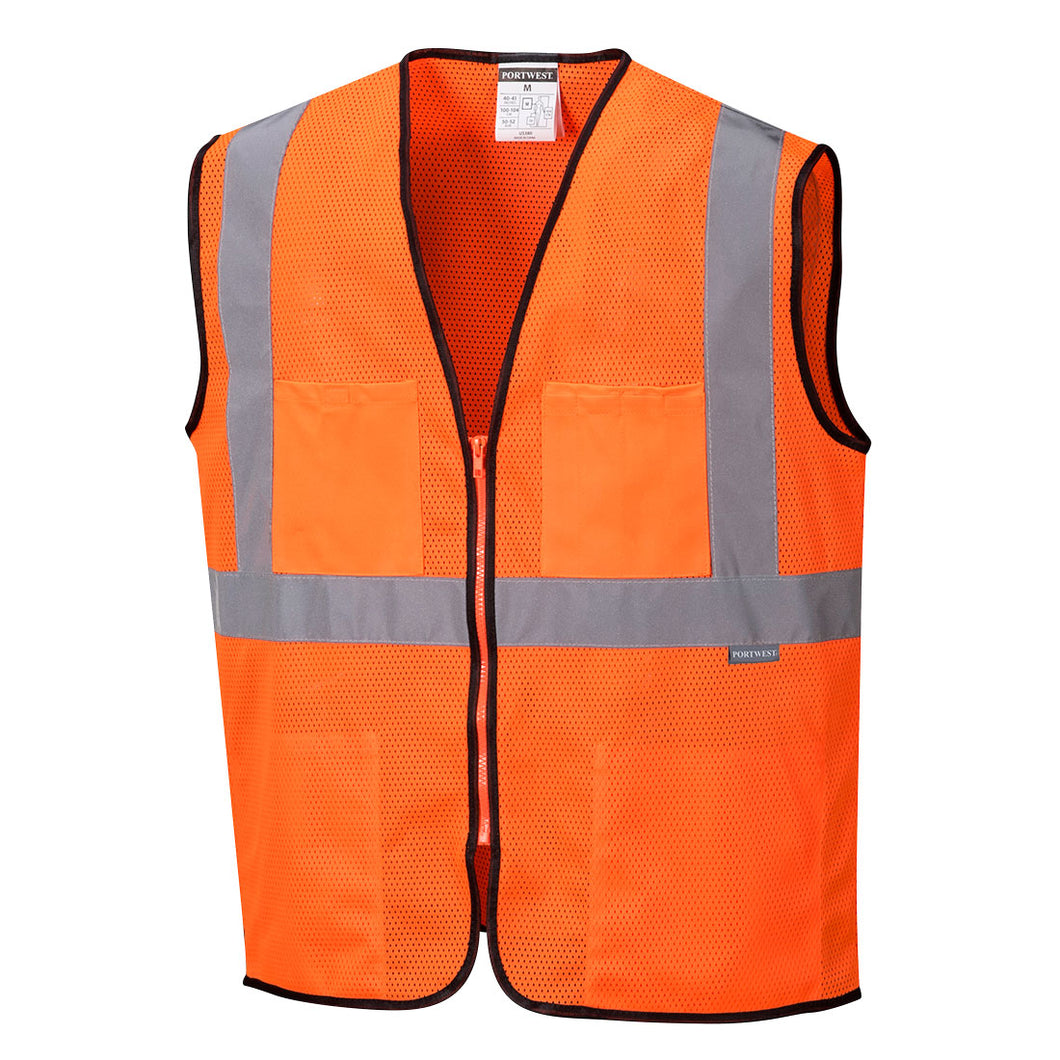 Custom Lightweight High Visibility ORANGE Tampa Mesh Vest