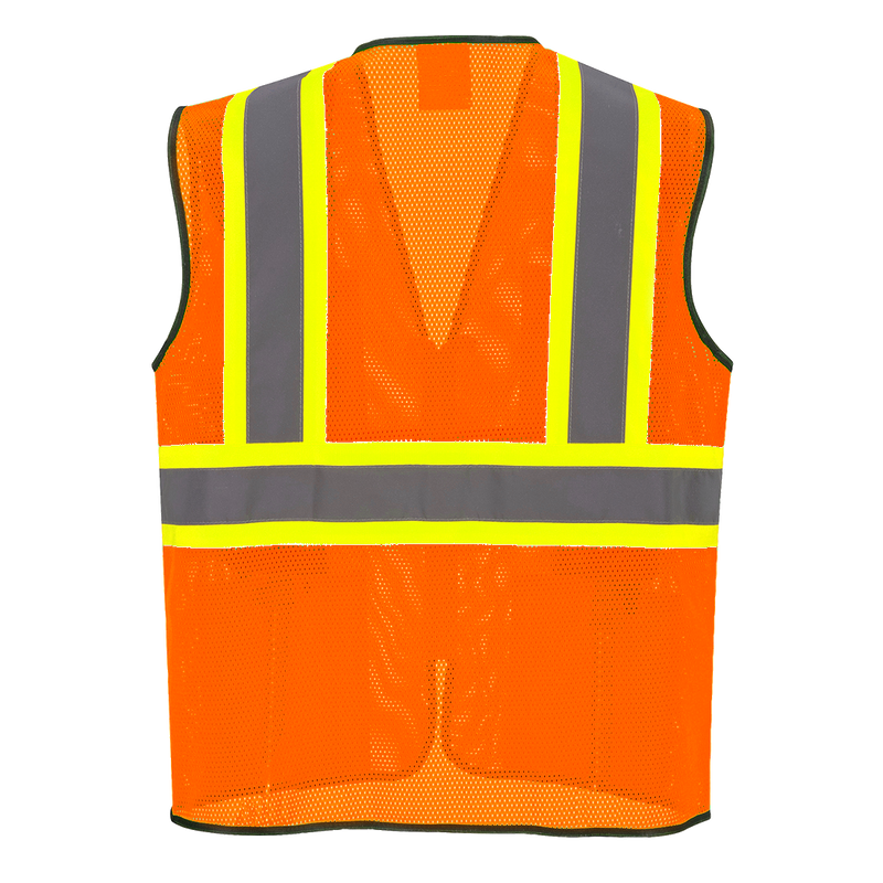 Custom Orange Mesh Class 2 Reflective Safety Vest with Pockets Hi Vis