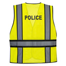Back view of yellow and black police public safety breakaway vest