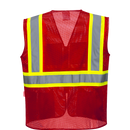 Custom RED Safety Vest Reflective High Visibility with Pockets