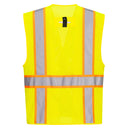 Back view of yellow Class 2 mesh safety vest with D-ring access