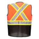 Back view of orange and black X-back executive mesh safety vest