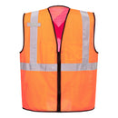 Front view of custom orange X-back ANSI Class 2 mesh safety vest