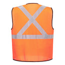 Back view of orange X-back ANSI Class 2 mesh safety vest