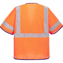 Back view of orange ANSI Class 3 mesh safety vest with sleeves
