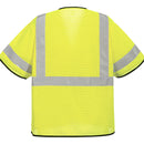 Back view of yellow ANSI Class 3 mesh safety vest with sleeves
