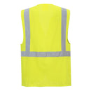 Back view of yellow ANSI Class 2 executive safety vest with silver reflective tape