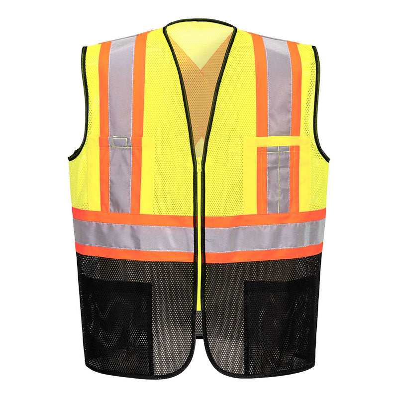 Custom Hi-Vis Yellow/Black X-Back Executive Mesh Safety Vest – ANSI Class 1