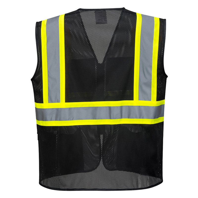 Black Safety Vest Back View