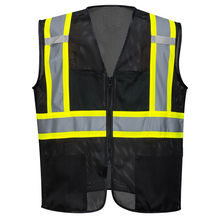 Load image into Gallery viewer, Black Safety Vest Front View
