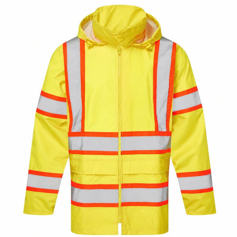 Custom Yellow Hi-Vis Class 3 X-Back Rain Jacket