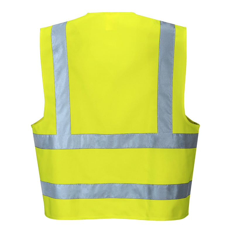 Custom Logo Reflective Yellow Safety Vest - ANSI Class 2 Back View