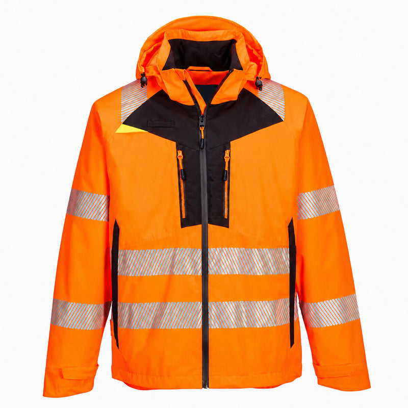 Custom Orange Hi-Vis Class 3 Stretch Shell Rain Jacket