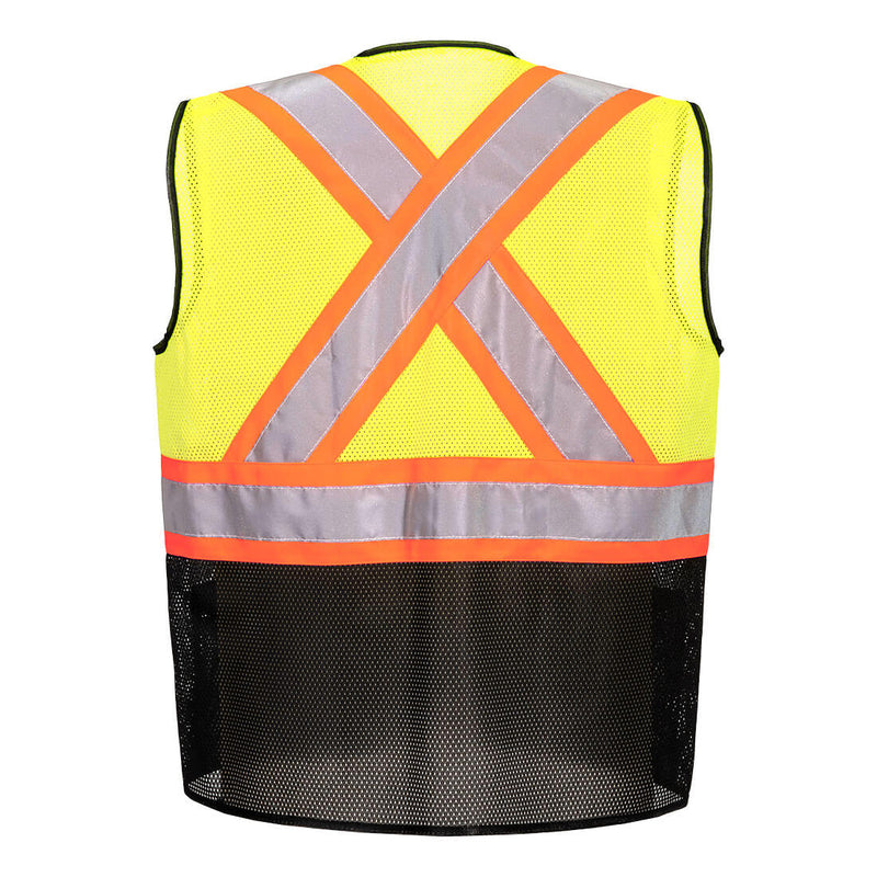 Custom Hi-Vis Yellow/Black X-Back Executive Mesh Safety Vest – ANSI Class 1