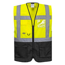 Front view of Warsaw Yellow and Black Professional Executive Style Safety Vest