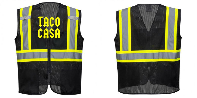Custom Black Safety Vest Reflective High Visibility with Pockets