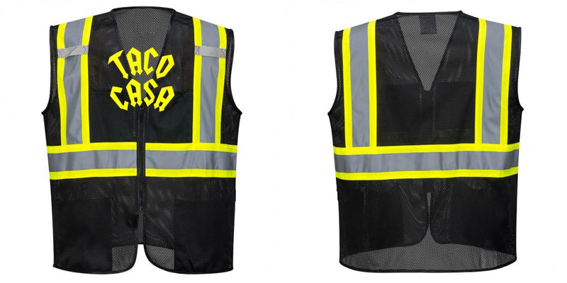 Custom Black Safety Vest Reflective High Visibility with Pockets