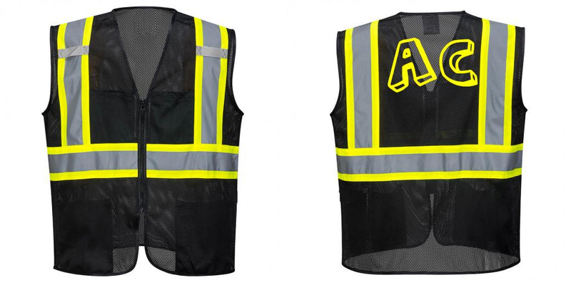 Custom Black Safety Vest Reflective High Visibility with Pockets