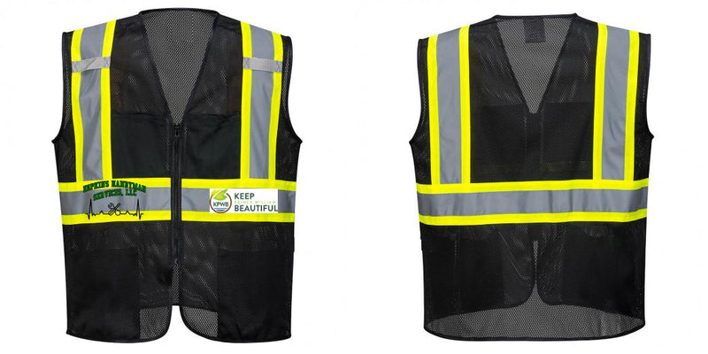 Custom Black Safety Vest Reflective High Visibility with Pockets