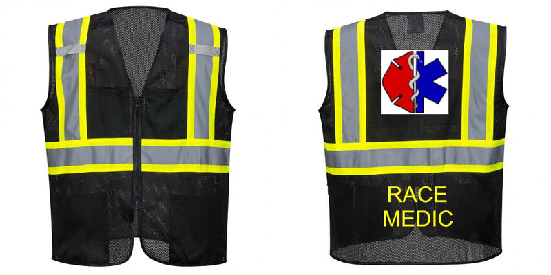 Custom Black Safety Vest Reflective High Visibility with Pockets