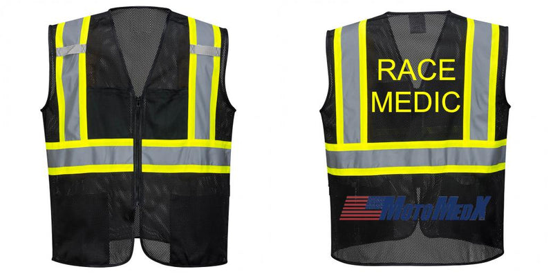 Custom Black Safety Vest Reflective High Visibility with Pockets