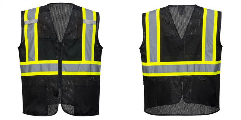 Custom Black Safety Vest Reflective High Visibility with Pockets