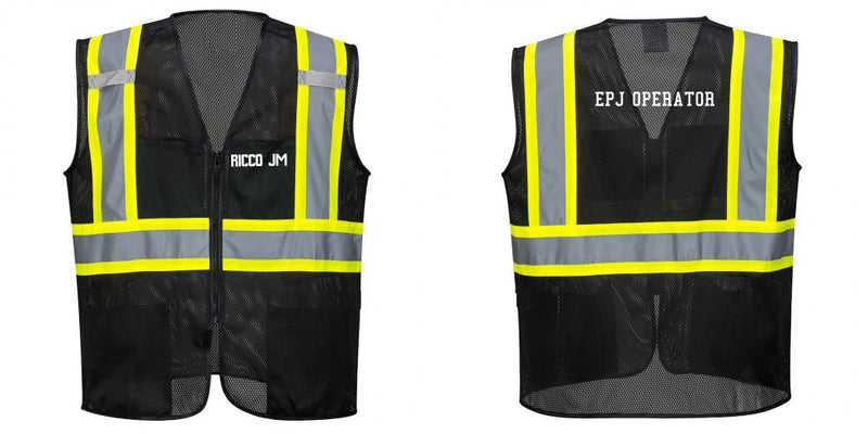 Custom Black Safety Vest Reflective High Visibility with Pockets